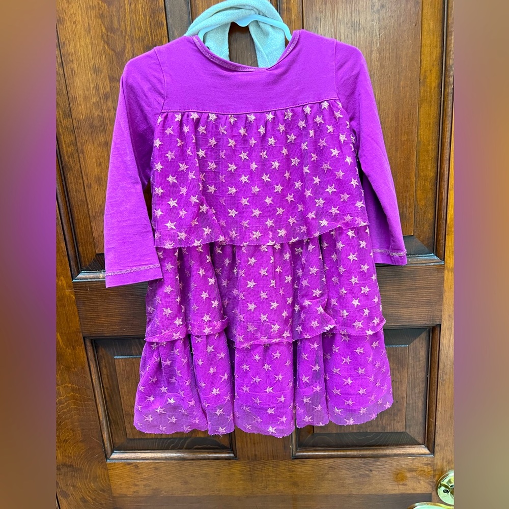 Hanna Anderson beautiful cotton with tuille overlay dress